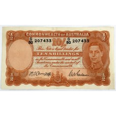 AUSTRALIA 1942 . TEN 10 SHILLINGS BANKNOTE . ARMITAGE/McFARLANE